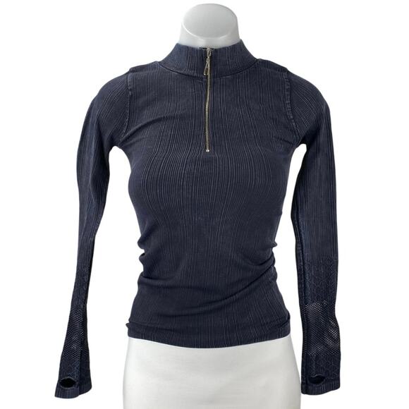 Free People Sweaters - Free People Women's Black 1/4 Zip Long Sleeve High Neck Slim Sweater Top Size XS